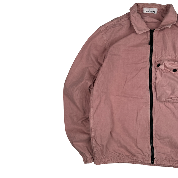 Stone Island 2021 Pink Cotton Zipped Overshirt - Large