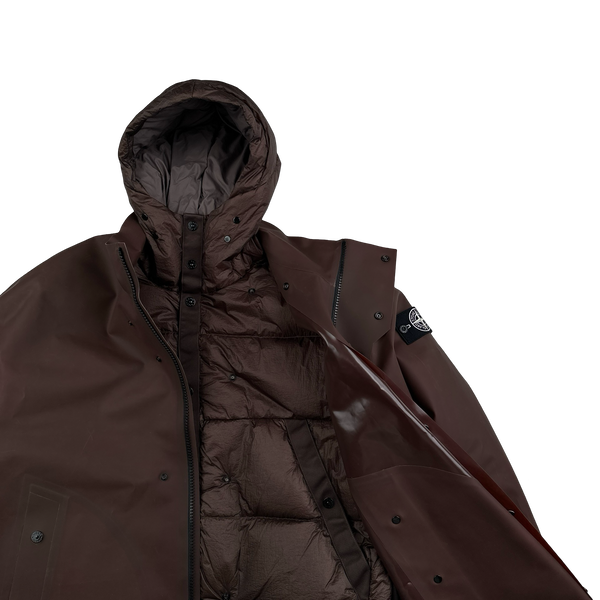 Stone Island 2023 Brown Special Process Poly Strata Down Lined Ice Jacket - Large