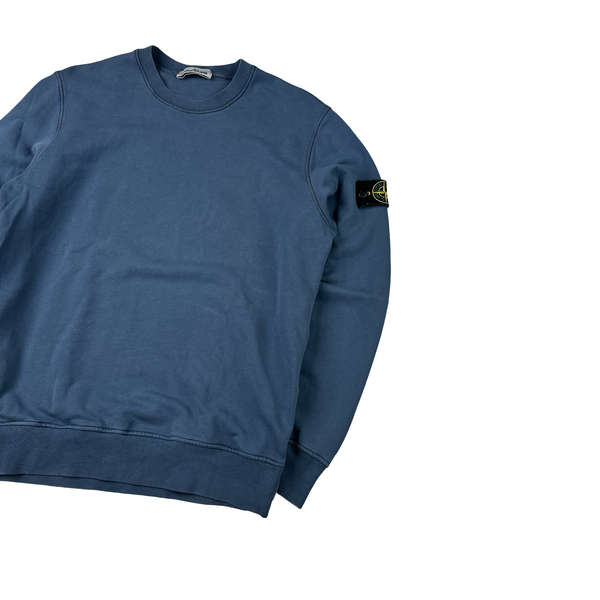 Stone Island 2024 Blue Cotton Crewneck Jumper - Large