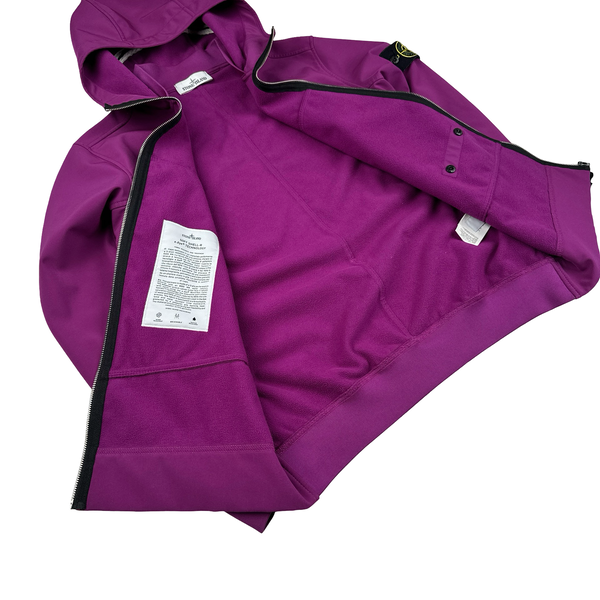 Stone Island Purple Soft Shell E Dye Hooded Jacket - Large