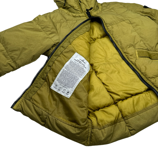 Stone Island 2019 Chartreuse Down Garment Dyed Crinkle Puffer Jacket - Small