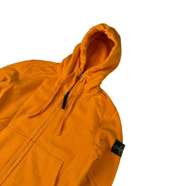 Stone Island 2017 Orange Cotton Zipped Hoodie - Small
