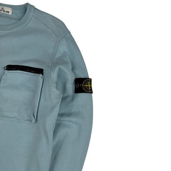 Stone Island 2017 Baby Blue Cotton Crewneck Sweatshirt - Small