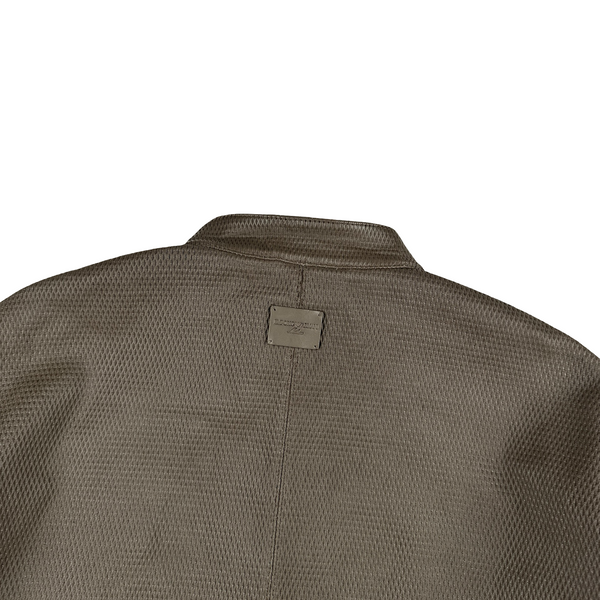 Emporio Armani Zip Up Lamb Lattice Leather Jacket - Large