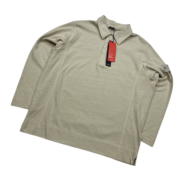 Stone Island 2023 Beige Ghost Long Sleeve Polo Jumper - XL