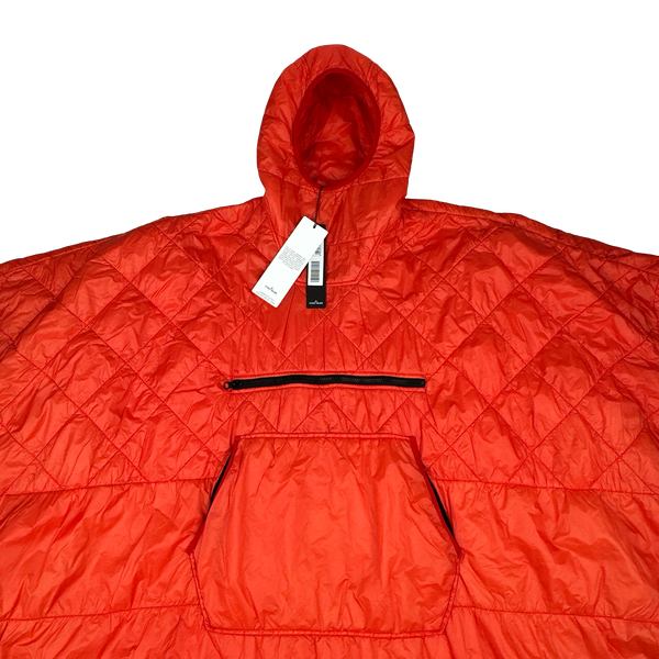 Stone Island 2019 Orange Garment Dyed Quilted Micro Yarn Poncho Pullover Jacket - Medium