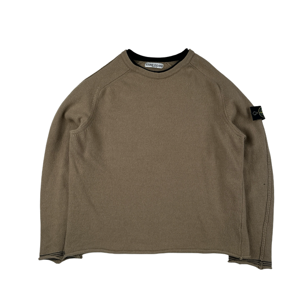 Stone Island 2005 Brown Wool Crewneck Jumper - Medium