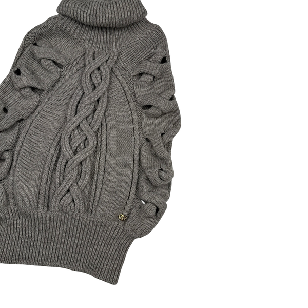 Gucci Women's Grey Roll Neck Alpaca Wool Knit Pullover Jumper  - Small