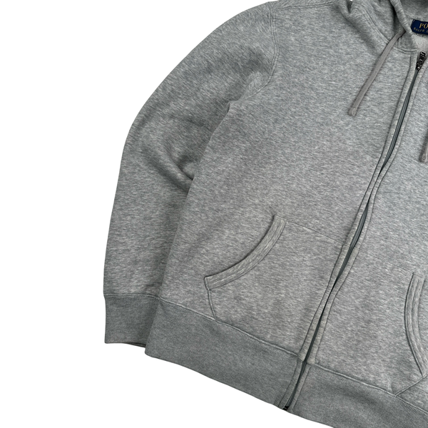 Ralph Lauren Polo Bear Grey Embroidered Zipped Hoodie - Medium