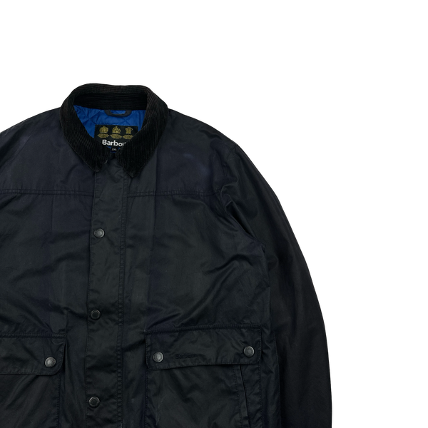Barbour Navy Cotton Quilted Lined Wax Field Jacket - XXL