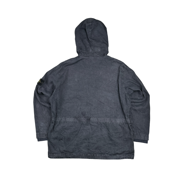 Stone Island 2002 Charcoal Grey Lino Flax Blend Zipped Jacket - XL