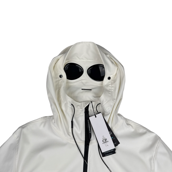 CP Company White Soft Shell R Goggle Hooded Zipped Jacket - XXL