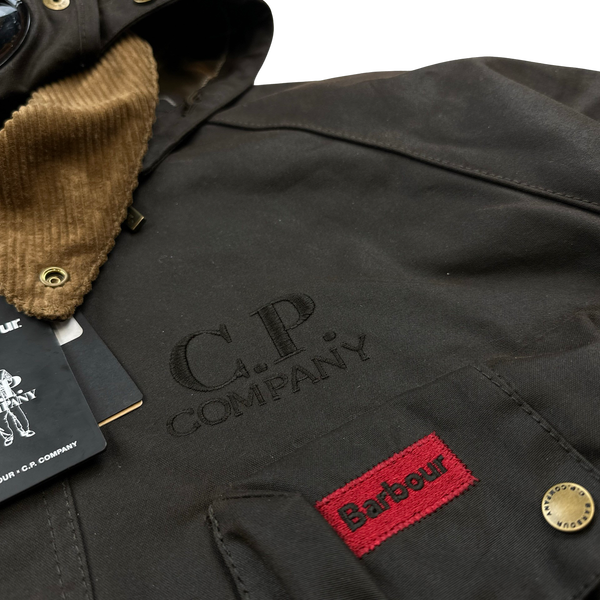 CP Company x Barbour Brown Multi Pocket 500 Mille Waxed Jacket - Large, XL & XXL