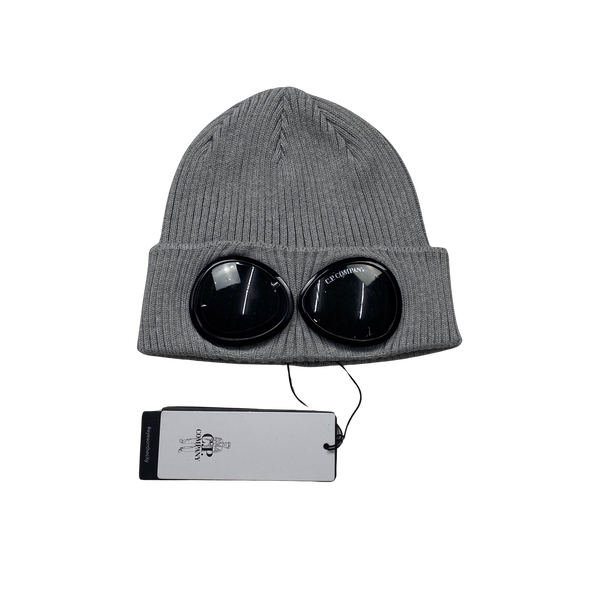CP Company Grey Extra Fine Lightweight Merino Wool Goggle Beanie