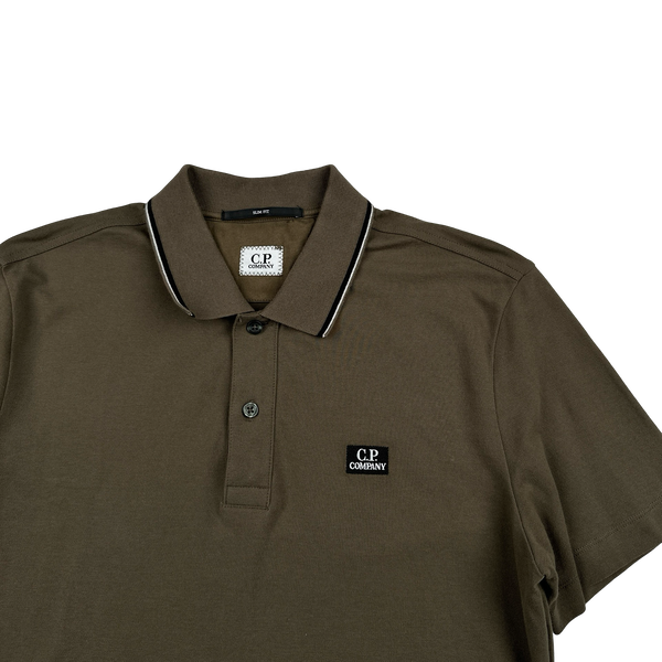 CP Company Khaki Cotton Short Sleeve Polo - Medium