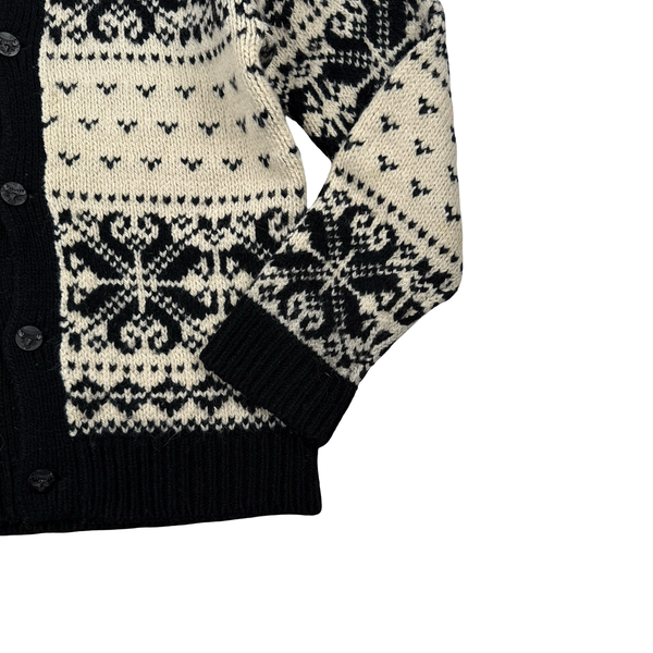 Ralph Lauren Wool Cable Knit Buttoned Cowichan Jumper - Large