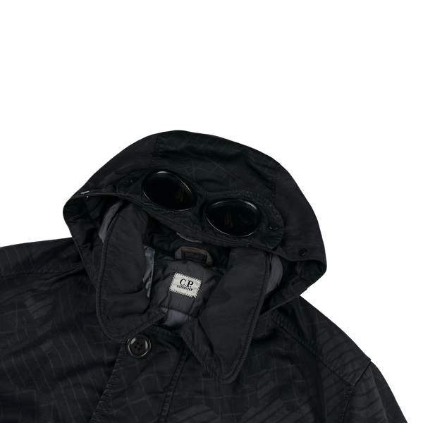 CP Company Black M Bossed Quilted Goggle Jacket - Medium