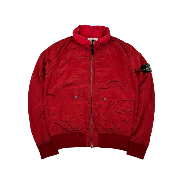 Stone Island 2012 Red Nylon Metal Mesh Lined Bomber Jacket - Medium