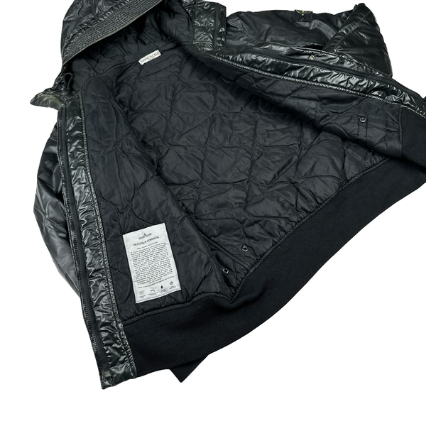 Stone Island 2011 Black Mussola Gommata Hooded Jacket - XL