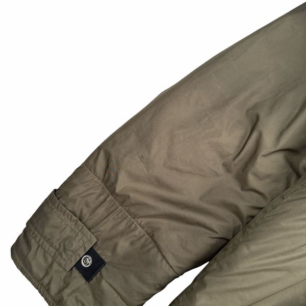 CP Company Reversible Thick Nylon Khaki Goggle Fleece Lined Hooded Jacket - Large