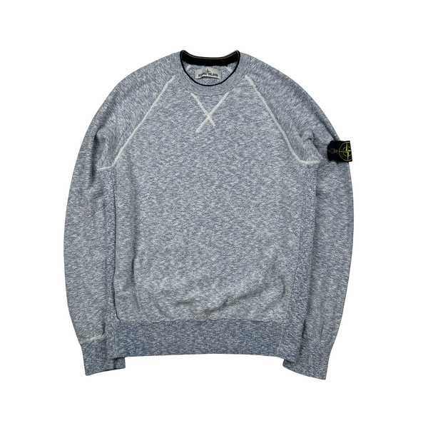 Stone Island 2015 Mottled Blue Marl Crewneck Cotton Knit - Large