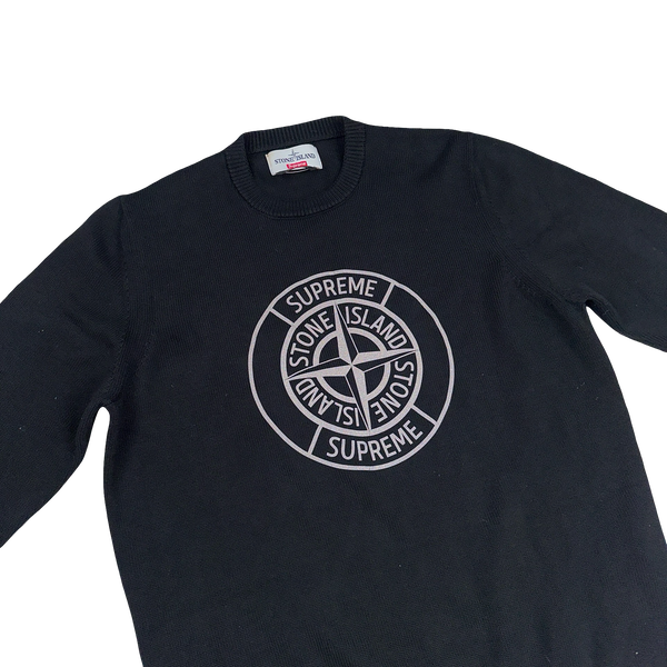 Stone Island x Supreme Thick Cotton Reflective Spellout Knit Jumper - Medium