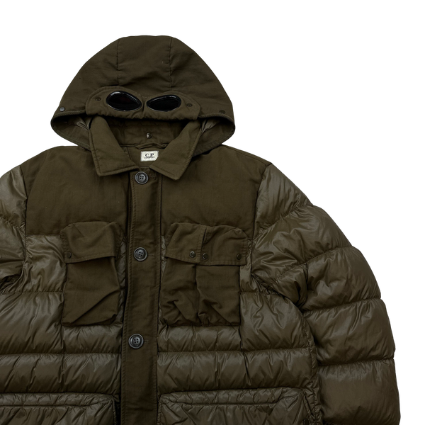 CP Company Khaki Two Tone D D Shell Puffer Jacket - XL
