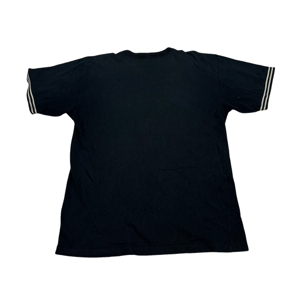 Stone Island Vintage 80s Black Rubber Chest Logo T Shirt - Large