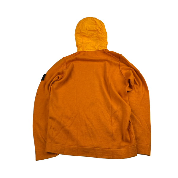 Stone Island 2017 Orange Nylon Hood Knit Zipped Jumper - XL