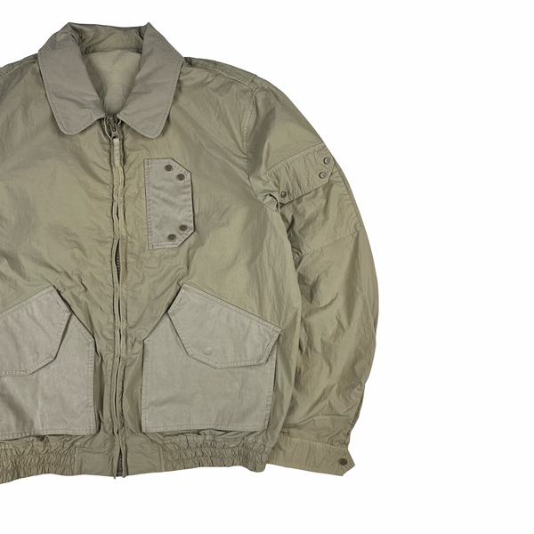 Ten C Beige Multi Pocket Mid Layer Zipped Overshirt Jacket - XL