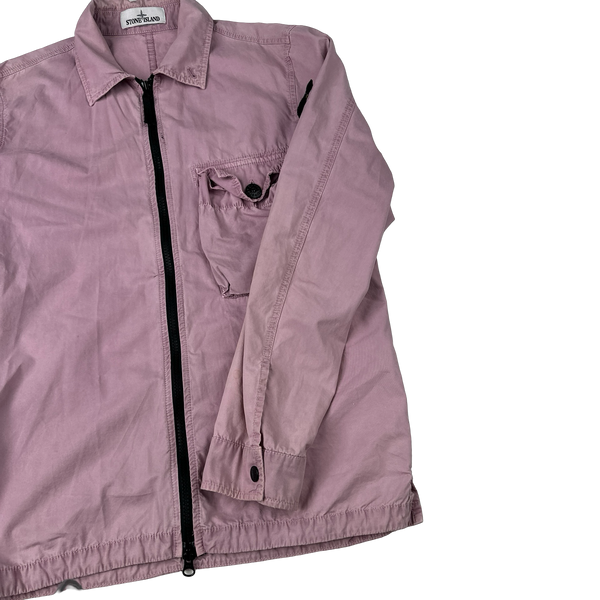 Stone Island 2020 Pink Zipped Cotton Overshirt - Small