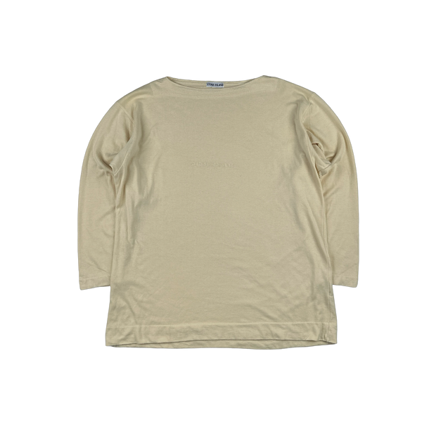 Stone Island 1990s Vintage Cream Spellout Pullover - XL