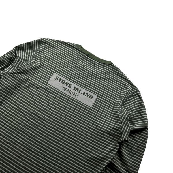 Stone Island Green Striped Marina Long Sleeved Top - Large