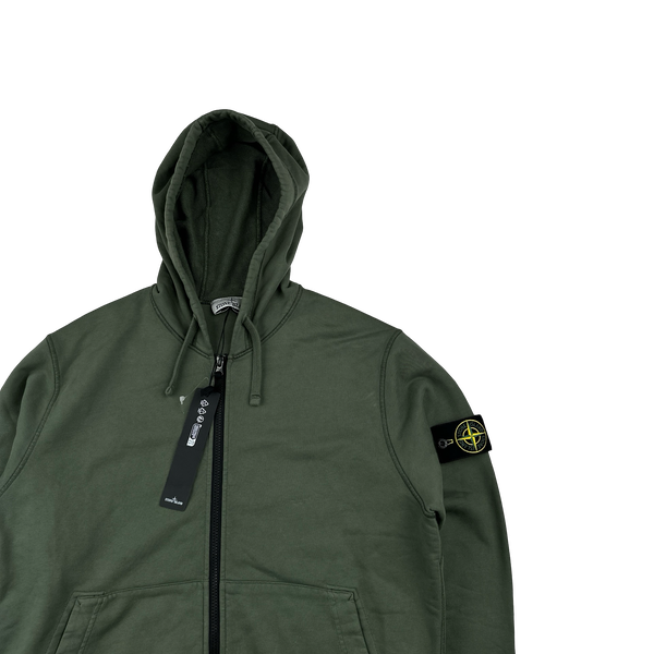 Stone Island 2024 Green Zipped Hoodie - Large