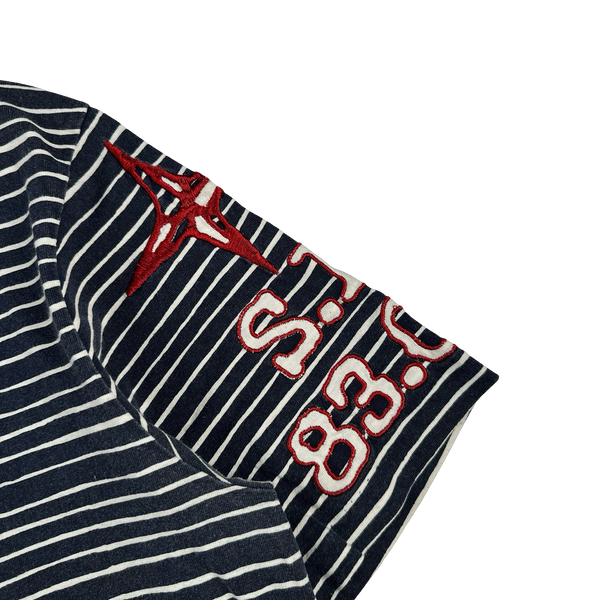 Stone Island 2002 Cotton Striped Embroidered Compass Polo Shirt - XL