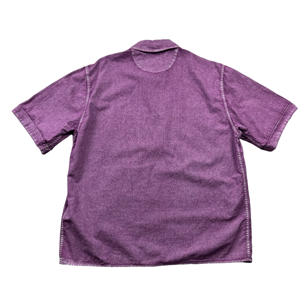 Stone Island 2023 Purple Wash Reflective Spellout Cotton Marina Pullover Shirt - Large