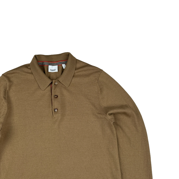 Burberry Brown Merino Wool Polo Jumper - Large