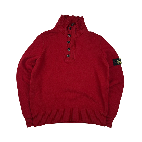 Stone Island Red Wool High Neck Jumper - XL