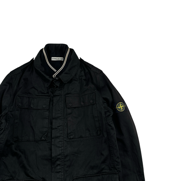 Stone Island 2006 Black Cotton Raso Gommato Wool Dutch Rope Jacket - XL