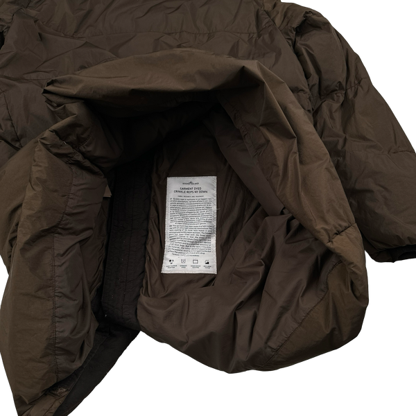 Stone Island 2021 Crinkle Reps Brown Down Filled Parka Jacket - Medium