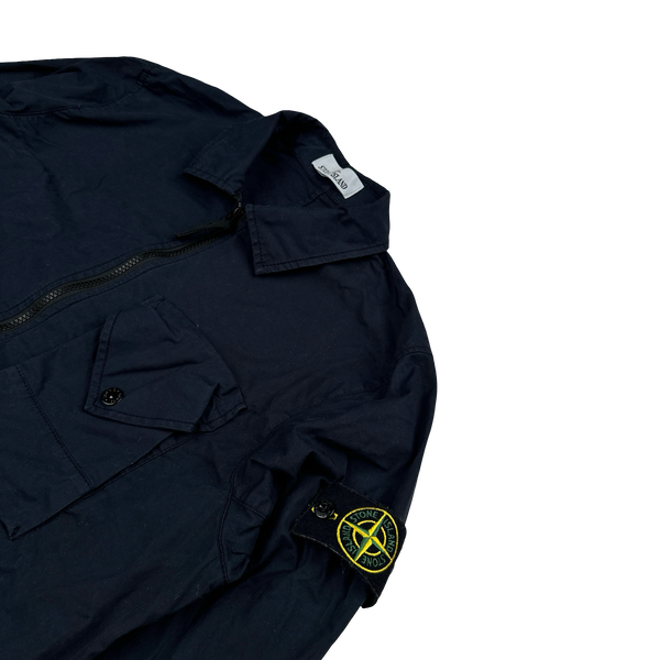Stone Island 2023 Navy Cotton Zipped Overshirt - Medium