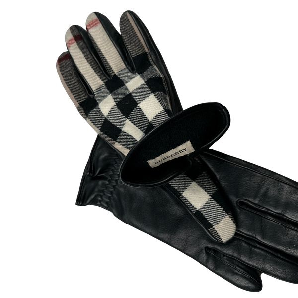 Burberry Leather Nova Check Gloves