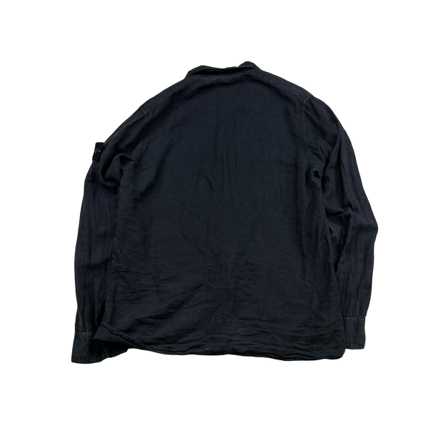 Stone Island 2004 Navy Blue Linen Shirt - Medium