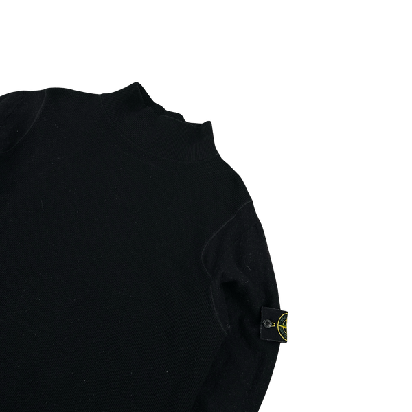 Stone Island 1999 Black Wool Vintage Pullover Mock Neck Jumper - XL
