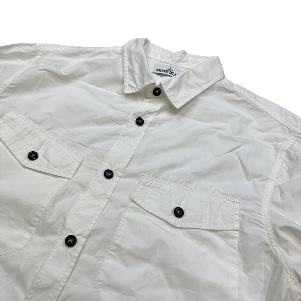 Stone Island White Thick Brushed Cotton Overshirt - XXL