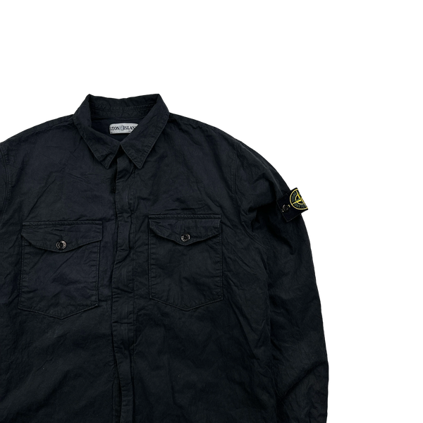 Stone Island 2002 Vintage Black Cotton Overshirt - Large