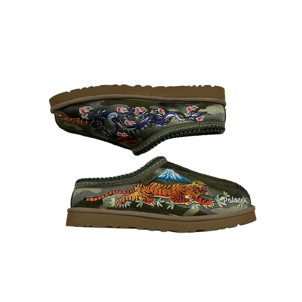 UGG X Palace Burnt Olive Embroidered Japanese Camo Tasman Shoes - UK 9