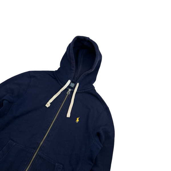 Ralph Lauren Navy Thick Cotton Zipped Hoodie - Small