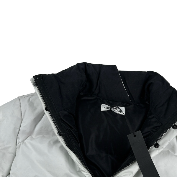 Stone Island 2016 White Featherweight Down Leather Puffer Jacket - Medium