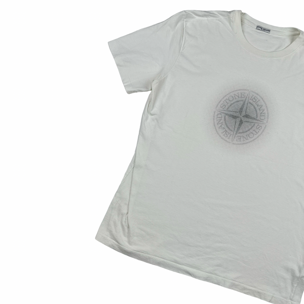 Stone Island 2007 White Cotton Glow Compass T Shirt - XXL